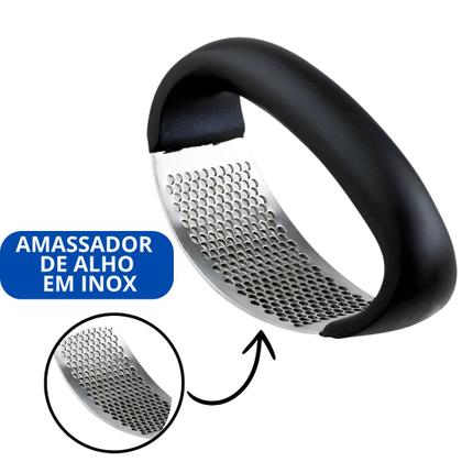 Imagem de Kit 6 Utensílio Amassador Batata e Alho Ralador N7 Descascador Inox Espremedor Inox Colher de Suco