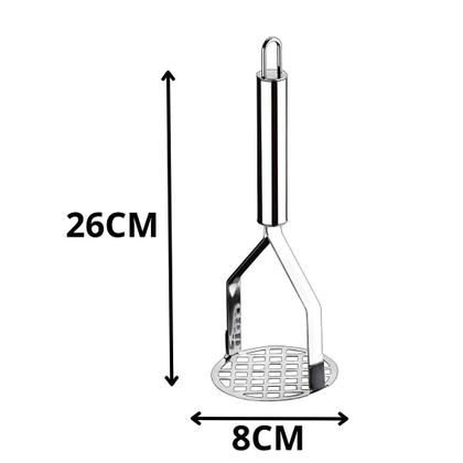 Imagem de Kit 6 Utensílio Amassador Batata e Alho Ralador N7 Descascador Inox Espremedor Inox Colher de Suco