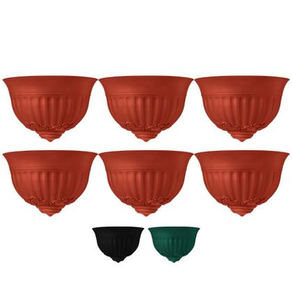 Imagem de Kit 6 Vaso Plástico Parede Meia Lua Decoração Plantas Jardim