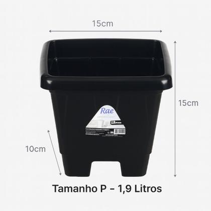 Imagem de Kit 6 Vasos P Quadrados de Plástico com Pézinho 1,9 Litros