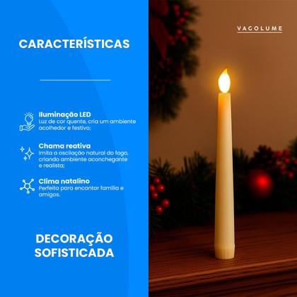 Imagem de Kit 6 Velas Palito Led Castiçal Grande 28cm Luzes Decoração