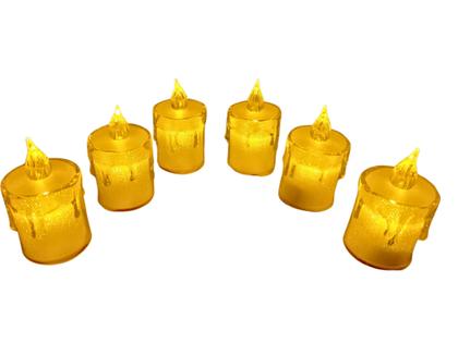 Imagem de Kit 6 Velas Vela Artificial Luz Amarela Natalina Led 6,3cm