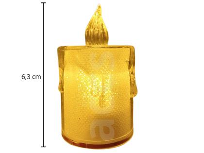 Imagem de Kit 6 Velas Vela Artificial Luz Amarela Natalina Led 6,3cm