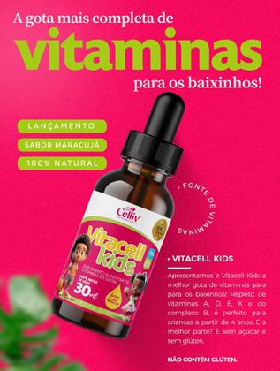 Imagem de Kit 6 Vitacell Kids Vit Complexo B (B1, B2, B3, B5, B6, B9 e B12) + Vit A, D, E e K 30ml Celliv