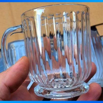 Imagem de Kit 6 Xícara Caneca Copo De Vidro Transparente Café Chá Cappuccino Alça 200ml