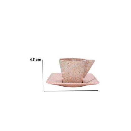Imagem de Kit 6 Xícara E Pires 50Ml Fibra Madeira Palha