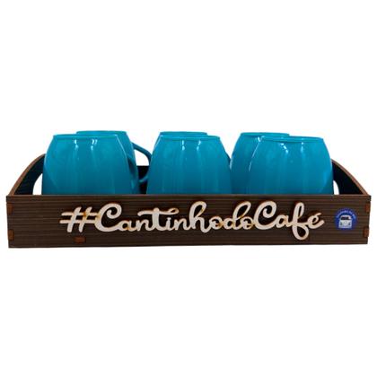 Imagem de Kit 6 Xícaras Acrílica Tiffany Com Bandeja Cantinho do Café