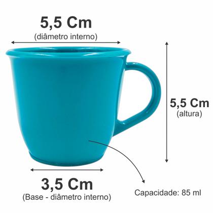 Imagem de Kit 6 Xícaras Acrílica Tiffany Com Bandeja Cantinho do Café