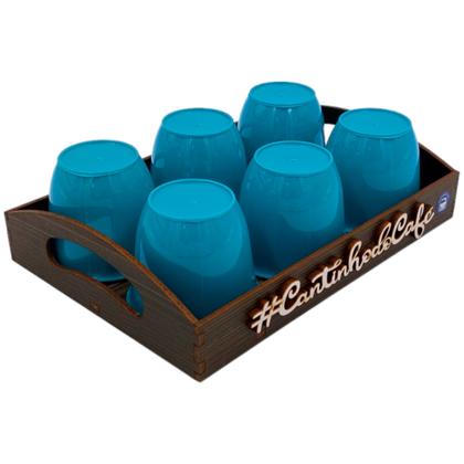 Imagem de Kit 6 Xícaras Acrílica Tiffany Com Bandeja Cantinho do Café