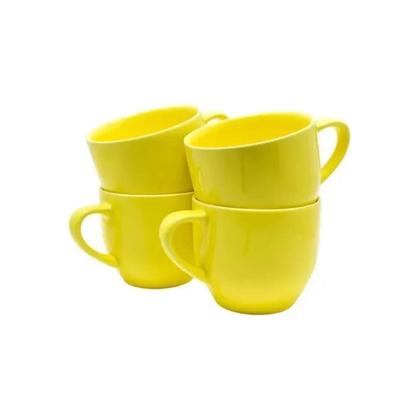 Imagem de Kit 6 xicaras ceramica de cha amarela 170ml com suporte