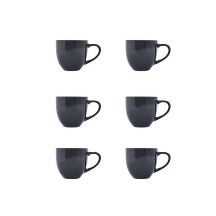 Imagem de Kit 6 xicaras ceramica de cha preta 170ml com suporte