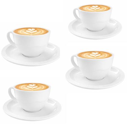 Imagem de Kit 6 Xícaras com Pires Caneca Branco em Melamina Plástico Duro Resistente 200ml Café Chá