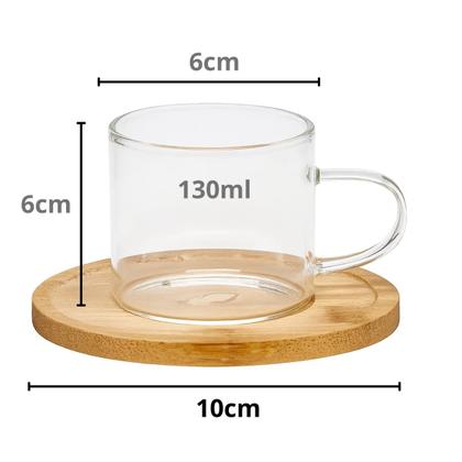 Imagem de Kit 6 Xícaras de Café Chá Vidro Borosilicato Com Pires 130ml
