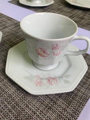 Imagem de Kit 6 Xícaras De Chá C/ Pires Prisma Romântica Porcelana Schmidt