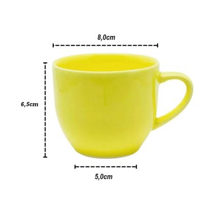 Imagem de Kit 6 xicaras de cha ceramica 170ml amarela
