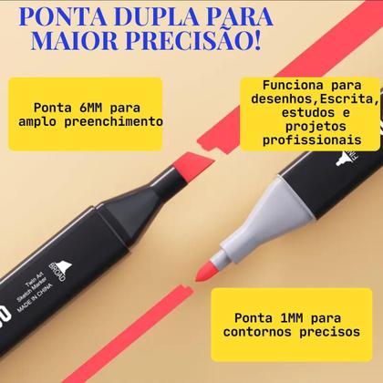 Imagem de Kit 60 Canetas Permanentes Com Ponta Dupla Para Colorir BobbIE Good