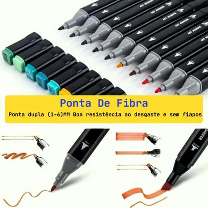 Imagem de Kit 60 Canetas Permanentes Com Ponta Dupla Para Colorir BobbIE Good