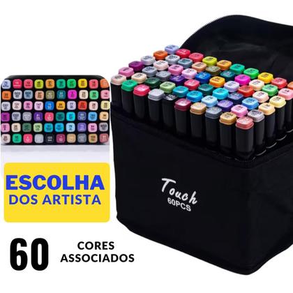 Imagem de Kit 60 Canetas Permanentes Com Ponta Dupla Para Colorir BobbIE Good