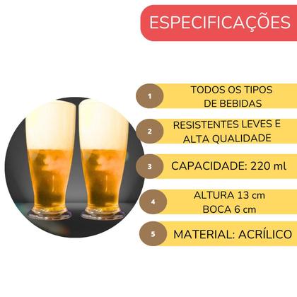 Imagem de Kit 60 Copos Mini Tulipa Acrílico Transparente 220ml Chopp