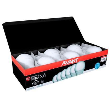 Kit 60 Lâmpada Pera 9w Pack C/6 Branco Frio 6500k Avant Imagem de Kit 60 Lâmpada Pera 9w Pack C/6 Branco Frio 6500k Avant
