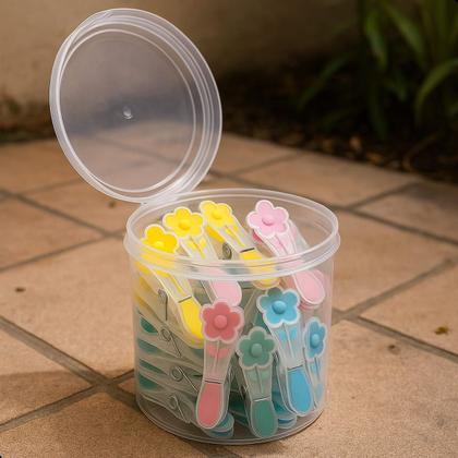 Imagem de Kit 60 Pregador de Roupas Plástico Resistente Emborrachado Oba Flores Sanremo