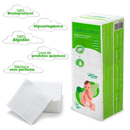 Imagem de Kit 600 Algodão Quadrado Bellacotton para Bebê 6 pacotes com 100