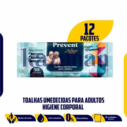 Imagem de Kit 600 Toalhas Umedecidas Para Adultos - Banho de Leito Prevent Wipes (12 Embalagens)