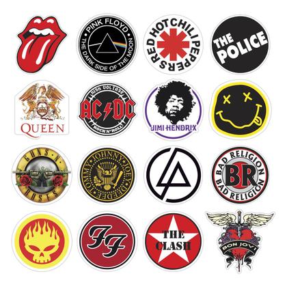 Imagem de Kit 64 Adesivos Logo Bandas De Rock Vintage