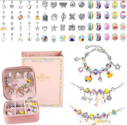 Imagem de Kit 66 Pulseiras Miçangas Joias Infantil Criação +Estojo