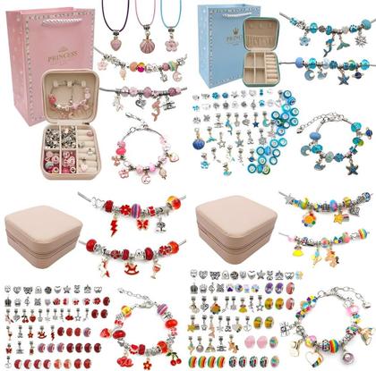 Imagem de Kit 66 Pulseiras Miçangas Joias Infantil Criação +Estojo