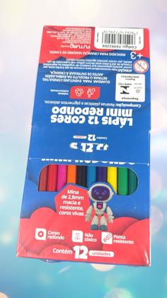 Imagem de Kit 6cxs Mini Lápis de cor 12 cores 9cm infantil resistente