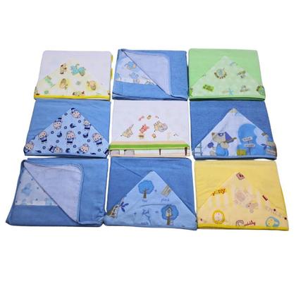 Imagem de Kit 6Pçs Enxoval Cueiro+Toalha De Pano+Toalha De Banho Azul