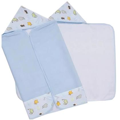 Imagem de Kit 6Pçs Enxoval Cueiro+Toalha De Pano+Toalha De Banho Azul