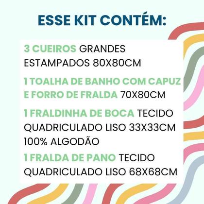 Imagem de Kit 6Pçs Enxoval Cueiro+Toalha De Pano+Toalha De Banho Azul