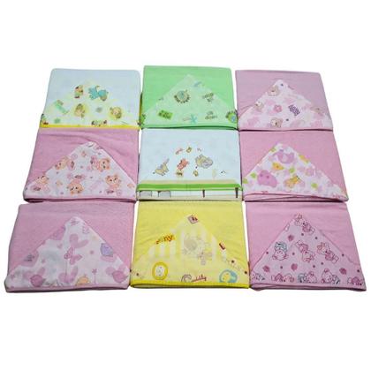 Imagem de Kit 6Pçs Enxoval Cueiro+Toalha De Pano+Toalha De Banho Rosa