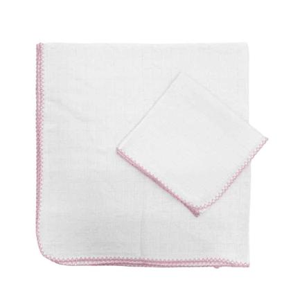 Imagem de Kit 6Pçs Enxoval Cueiro+Toalha De Pano+Toalha De Banho Rosa