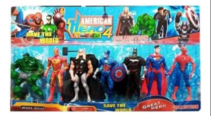 Imagem de Kit 7 Bonecos Articulados Vingadores Avangers Infantil 15 Cm Com Luz Led