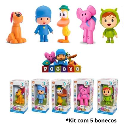 Imagem de Kit 7 Bonecos Pocoyo Vinil Turma Completa Pocoyo Pato Elly Sonequita Fred Brinquedo Bebê