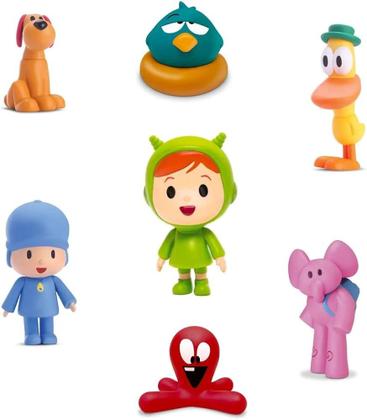 Imagem de Kit 7 Bonecos Pocoyo Vinil Turma Completa Pocoyo Pato Elly Sonequita Fred Brinquedo Bebê