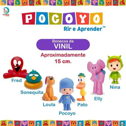 Imagem de Kit 7 Bonecos Turma do Pocoyo de Vinil Pocoyo, Pato, Elly, Sonequita, Loula, Nina e Fred Cardoso Toys