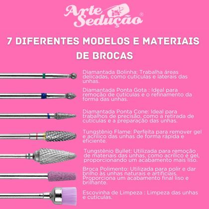 Imagem de Kit 7 Broca Tungstênio Diamantada Polir Limpeza + Suporte