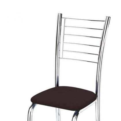 Imagem de Kit 7 Cadeiras de Jantar Lara cromada para cozinha Assento material sintético Marrom - Aurora Line