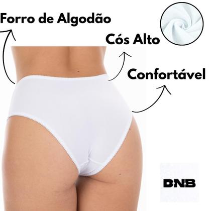 Imagem de Kit 7 Calçola Feminina Cintiura Alta Calcinha Adulto Tanga Forro Algodão Confortável