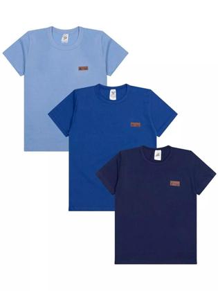 Imagem de Kit 7 Camisetas Manga Curta Infantil bebê Básica Lisa Versátil Confortável e Coloridas menino