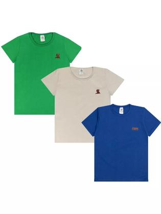 Imagem de Kit 7 Camisetas Manga Curta Infantil bebê Básica Lisa Versátil Confortável e Coloridas menino