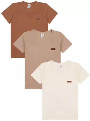 Imagem de Kit 7 Camisetas Manga Curta Infantil bebê Básica Lisa Versátil Confortável e Coloridas menino