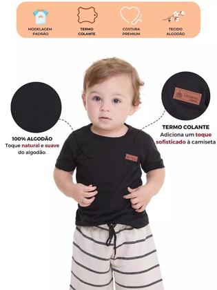 Imagem de Kit 7 Camisetas Manga Curta Infantil bebê Básica Lisa Versátil Confortável e Coloridas menino