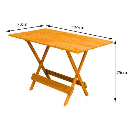 Imagem de Kit 7 Conjuntos de Mesa Dobravel com 4 Cadeiras de Madeira 120x70 para Restaurante e Bar - Mel