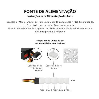 Imagem de Kit 7 Cooler Fan Snaker Shadow ARGB 120mm Silencioso Branco