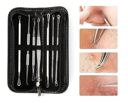 Imagem de Kit 7 Curetas Remove Cravos Espinhas Aço Inoxidável C/estojo
